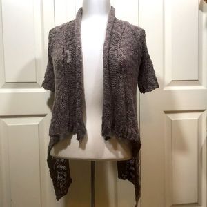 Decree Knit Sweater Taupe Open Weave  Short Sleeve